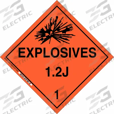 BRADY Container Placard: Explosives 1.2 J 1, 10 3/4 in x 10 3/4 in, 10 3/4 in Label Ht - Class 1: Explosives