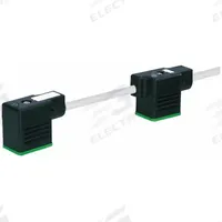MURRELEKTRONIK Cordset: (2) DIN Form BI Female Right Angle x Bare Wire, 5 m Cable Lg, PUR, Gray (MPN 7000-58101-2370500). Key specifications — Wire Size: 18 AWG; Brand: MURRELEKTRONIK; Cable Jacket Color: Gray; IP Rating: IP67; DIN Connector Spacing: 100 mm.