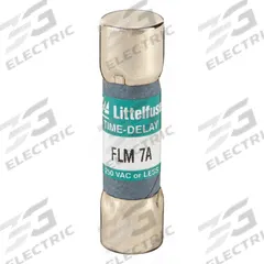 LITTELFUSE Fuse: FLM Series, Midget, Time-Delay, 7 A, 250 V AC, 13/32 in x 1 1/2 in, Non-Indicating (MPN FLM007). Key specifications — Series: FLM; Brand: LITTELFUSE.