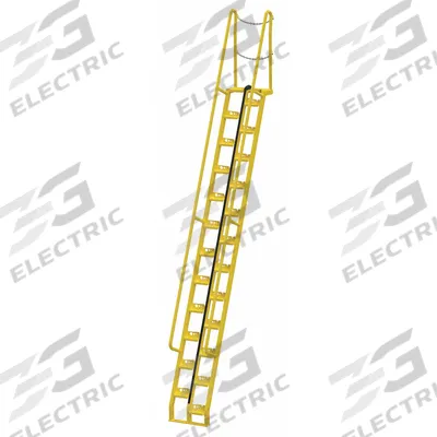 VESTIL Alternating Tread Stairs: 17.5 ft Overall Ht, Steel, 350 lb Load Capacity - Space-Saving Alternating-Tread Steel Stairs