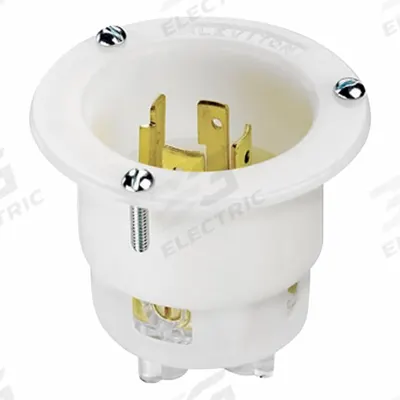 LEVITON Locking Inlet: Non-NEMA, White, 120/208V AC, 20 A, 4 Pole - General Purpose Inlets