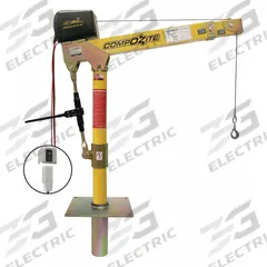 OZ LIFTING PRODUCTS Davit Crane Kit: Composite, Electric, 1,200 lb Max. Load Capacity, 0 in to 45 ft (MPN OZ1200DAV-DCW-SP8). Key specifications — Material: Composite; Brand: OZ LIFTING PRODUCTS; Included Base Type: Socket; Body Material: Composite.