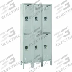 HALLOWELL Locker: 12 in x 12 in x 78 in, Louvered, 2 Tiers, 3 Units Wide, Combo/Padlock, Gray, Steel (MPN U3228-2PL). Key specifications — Brand: HALLOWELL; Locker Color: Gray; Lock Type: Combination/Padlock; Door Type: Louvered; Locker Material: Steel; Assembled: Unassembled; Number Plate Included: Yes.