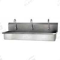 SANI-LAV Wash Station: 3 Stations, 8 in Bowl Dp, 57 in Bowl Lg, 16 1/2 in Bowl Wd, Faucet Included (MPN 56WBL-0.5). Key specifications — Includes Side Splash: Side Splash Not Included; Series: Stainless Steel Wash-Station; Brand: SANI-LAV; Power Source: Battery Powered.