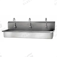 SANI-LAV Wash Station: 3 Stations, 8 in Bowl Dp, 57 in Bowl Lg, 16 1/2 in Bowl Wd, Faucet Included (MPN 56WBL-0.5). Key specifications — Includes Side Splash: Side Splash Not Included; Series: Stainless Steel Wash-Station; Brand: SANI-LAV; Power Source: Battery Powered.