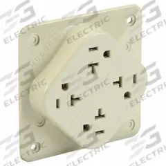 HUBBELL Receptacle: Quad, 5-20, Ivory, 125V AC, 20 A, 2 Pole / 3 Wire (MPN HBL420I)
