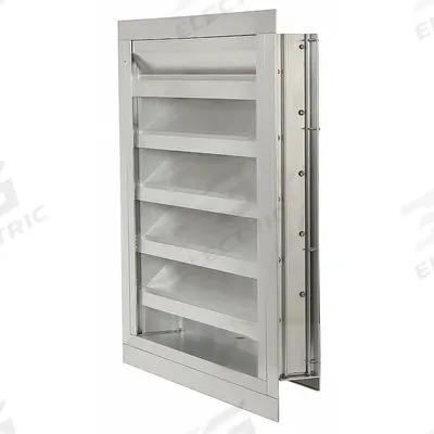 Dayton 56.5"H 38.5"W Drnbl Extrd Alu Combo Dmpr: Flanged, 53 1/2 in H, 35 1/2 in W - Combination Dampers & Louvers with Drainable Blades