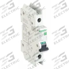 SCHNEIDER ELECTRIC IEC Miniature Circuit Breaker: 40 A Amps, 60V DC, 14kA at 120/240V AC, C60BP (MPN M9F43140). Key specifications — Brand: SCHNEIDER; DC Voltage Rating: 60V DC; Max. AIR Rating: 14kA at 120/240V AC; Terminal Connection: Screw Clamp; AC Voltage Rating: 240/415V AC.