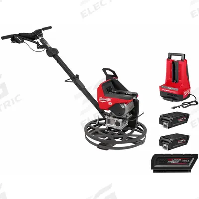 MILWAUKEE Edging Trowel Kit and Battery: 24 in Ring Dia, 9 in Lg, 4 3/4 in Wd - Battery-Powered Concrete Trowels