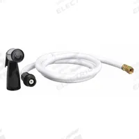 DELTA Kitchen Sprayer: Brass/Plastic, Chrome, 7 7/8 in Overall Lg, 1/4" x 1/8" Connection Size, NPT (MPN RP6011). Key specifications — Inlet Connection Type: NPT; Brand: DELTA; Connection Size: 1/4" x 1/8"; Color/Finish: Chrome; Includes: Adaptors; Material: Plastic; Product Type: Kitchen Sprayer.
