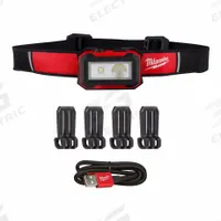 MILWAUKEE Rechargeable Headlamp: Rechargeable, 450 lm Max. Brightness, 14 hr Max Run Time, Black/Red (MPN 2012R). Key specifications — attr1391544: USB Cord; attr1391546: MILWAUKEE; attr1440309: Includes 1 C.