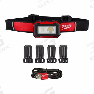 MILWAUKEE Rechargeable Headlamp: Rechargeable, 450 lm Max. Brightness, 14 hr Max Run Time - Rechargeable Headlamps