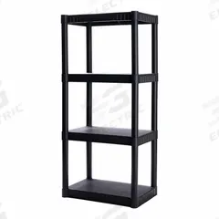 PLANO MOLDING Plastic Shelving: 22 in x 14 in, 48 in Overall Ht, 4 Shelves, Corrosion-Resistant (MPN PLA9177SB). Key specifications — Resistance Properties: Corrosion-Resistant; Frame Material: Plastic; Shelving Material: Plastic; Brand: PLANO MOLDING.