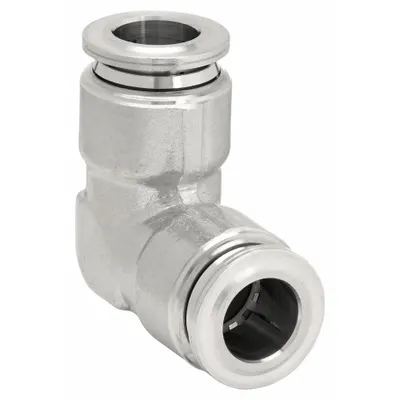AIGNEP USA Push-Fit Elbow Fitting: 3/8 in OD x 3/8 in OD Size - Stainless Steel Tube Fittings