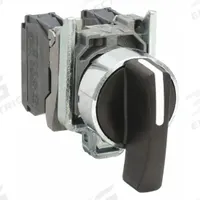 SCHNEIDER Selector Switch: 22 mm Panel Mounting Size, 3 Positions, Extended Lever, 2NO, Metallic (MPN XB4BJ53). Key specifications — AC Contact Rating: 3 A @ 240 V; Action: Momentary/Maintained/Momentary; Cam: No Cam Included; DC Contact Rating: 0.55 A @ 125 V; Hazardous Location Specification: Not Rated; Operator Head Material: Plastic; Operator Head Type: Long-Handled Knob; Operator Illumination: Non-Illuminated.