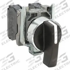 SCHNEIDER Selector Switch: 22 mm Panel Mounting Size, 3 Positions, Extended Lever, 2NO, Metallic (MPN XB4BJ53). Key specifications — AC Contact Rating: 3 A @ 240 V; Action: Momentary/Maintained/Momentary; Cam: No Cam Included; DC Contact Rating: 0.55 A @ 125 V; Hazardous Location Specification: Not Rated; Operator Head Material: Plastic; Operator Head Type: Long-Handled Knob; Operator Illumination: Non-Illuminated.
