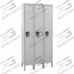 HALLOWELL Locker: 12 in x 12 in x 78 in, Louvered, 1 Tiers, 3 Units Wide, Combo/Padlock, Gray, Steel (MPN U3228-1PL). Key specifications — Brand: HALLOWELL; Locker Color: Gray; Lock Type: Combination/Padlock; Door Type: Louvered; Locker Material: Steel; Assembled: Unassembled; Number Plate Included: Yes.