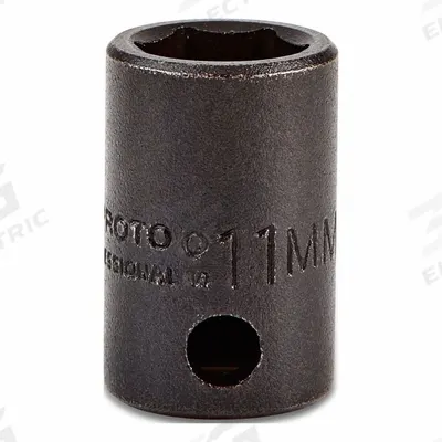 PROTO Impact Socket: 3/8 in Drive Size, Metric, 11 mm Socket Size, 6-Point, Std - 3/8" Drive Impact Sockets