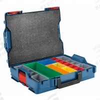 BOSCH Tool Case: 14 in W 17 1/2 in D 4 1/2 in H, Plastic, Blue (MPN LBOXX-1A). Key specifications — attr1116905: Blue; attr1116946: BOSCH.