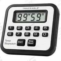 TRACEABLE Digital Timer: 1/2 in x 2 1/4 in x 2 1/2 in, 1/2 in Overall Dp, 2 1/4 in Overall Ht, LCD (MPN 5020). Key specifications — Clock Function Included: No; Count Direction: Count Up; Digital Display Screen Type: LCD; Alarm Type: Audible; Brand: TRACEABLE; Maximum Time Setting: 99 minutes, 99 seconds.