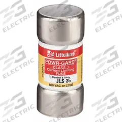 LITTELFUSE Fuse: JLS Series, Class J, Cylindrical Body, Fast-Acting, 35 A, 600 V AC, Non-Indicating (MPN JLS035). Key specifications — attr1287274: JLS; attr211200: LITTELFUSE.