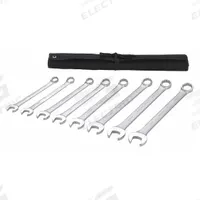 WESTWARD Combination Wrench Set: Alloy Steel, Satin, 8 Tools, 15° Head Offset Angle, Offset, Pouch (MPN 54RZ51). Key specifications — attr309520: Satin; attr309519: Alloy Steel; attr324929: WESTWARD; attr309512: Pouch; attr309522: No; attr309533: No.