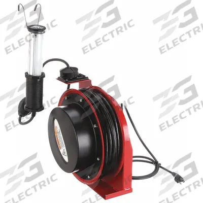 REELCRAFT Extension Cord Reel with Hand Lamp: 50 ft Cord Lg, 16 AWG, SJTOW, 930 lm - LED Lighted Cord Reels