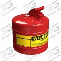 JUSTRITE TYPE I SAFETY CAN: For Use With Flammables, 5 gal Capacity, Powder Coated Steel, Red (MPN 7150100). Key specifications — Brand: JUSTRITE.