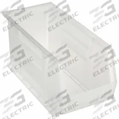 AKRO-MILS Hang and Stack Bin: 8 1/4 in x 18 in x 9 in, Clear, Label Holder Included, 30265SCLAR. Key specifications — Electrostatic Discharge: Not Electrostatic Discharge Conductive; Brand: AKRO-MILS; % Recycled Content: 0%.