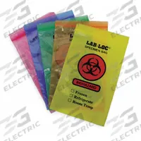 Biohazard Bag: LDPE, Biohazard, 2 mil Thick, Clear, 9 in Overall Ht, 6 in Overall Wd, 1,000 PK (MPN LAB20609AS). Key specifications — Brand: APPROVED VENDOR; Closure Type: Zipper; Product Type: Dual Pouch Specimen Bag; Manufacturer Part Number: LAB20609AS; Color: Clear; Display Sell UOM: PK; Legend: Biohazard.