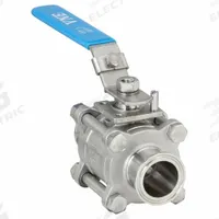 APPROVED VENDOR Manual Two-Way Ball Valve: 1 1/2 in, 316 Stainless Steel, Straight, Clamp x Clamp (MPN EG90CC-61.5). Key specifications — Average Surface Roughness (Ra): 20 Ra μ-in; 3-A Compliance: Meets 3A Sanitary Standards; Brand: VNE; Handle: Locking Lever.