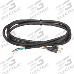 APPROVED VENDOR Power Cord: 8 ft Lg, 3/14, 5-15P Plug, Bare Wire Receptacle, SJO, Rubber, 125V AC (MPN E3603). Key specifications — Brand: APPROVED VENDOR; Jacket Material: Rubber.