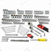 PROTO Socket Wrench Set: 184 Total Pcs, Metric/SAE, 1/4 in/3/8 in/1/2 in Socket Drive Size, Tool Box (MPN J47184-1A). Key specifications — attr538253: PROTO; attr548973: None; attr548974: (1) Multi-Bit Screwdriver; attr548975: (121) Sockets; attr548983: (9) Open End Wrenches.