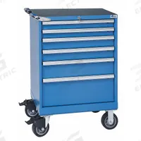 LISTA Modular Drawer Cabinet: 28 1/4 in x 22 1/2 in x 43 1/4 in, 6 Drawers, Tubular, Adj Dividers (MPN ST07-0602a-MBKABB). Key specifications — Cabinet Color: Bright Blue; Base Type: Casters; Drawer Inside Height: (2) 3 in; Drawer HxWxD: (2) 3 in x 24 in x 18 in; Work Surface Material: Rubber Mat; Drawer Handle Type: Tubular; Cabinet Material: Steel; Cabinet Style: Drawer.