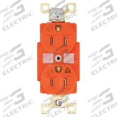 BRYANT Receptacle: Duplex, 5-15, Orange, 125V AC, 15 A, 2 Pole / 3 Wire (MPN BRY5262IG)