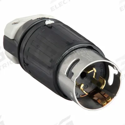 HUBBELL Locking Plug: Non-NEMA, Black/White, 125/250V AC, 50 A, 3 Pole - General Purpose Plugs