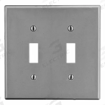 HUBBELL Wall Plate: Toggle, 2 Gang, Gray - General Purpose Wall Plates
