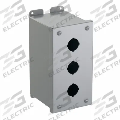 HAMMOND Push Button Enclosure: 30mm, 3 Holes, Carbon Steel - Enclosures for 30mm Operators