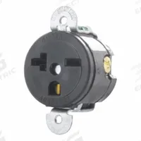 LEVITON Single Receptacle Outlet: Single, 6-20, Black, 250V AC, 20 A, 2 Pole / 3 Wire (MPN 5458-SS)