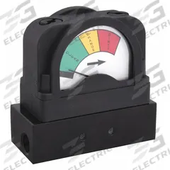 MIDWEST INSTRUMENT 3-Color Differential Pressure Indicator: 300 psig Max. Static Pressure, 555A (MPN 555A-10.0). Key specifications — Brand: MIDWEST INSTRUMENT; Accuracy: ±5% (0-3.5 psid to 0-43 psid); Sensor Material: Buna-N; Housing Material: Glass-Filled Nylon; Transition Points: 0 psid to 5 psid (Green) / 5 psid to 7.5 psid (Yellow) / 7.5 psid to 10 psid (Red).