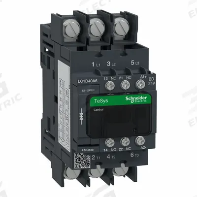 SCHNEIDER Magnetic Contactor: Non-Reversing, 3 Poles, 3NO Contacts, 40 A - Non-Reversing IEC Contactors