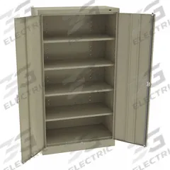 TENNSCO Storage Cabinet: 36 in x 18 in x 66 in, Swing Handle & Keyed, 24 ga Panel Thick, Frame, Tan (MPN 6618DHSD). Key specifications — Cabinet Color: Sand; Method of Construction: Welded; Base Type: Frame; Assembled: Assembled; Mobility: Stationary; Adjustable Shelves: Adjustable; Cabinet Finish: Powder Coated; Cabinet Material: Steel.