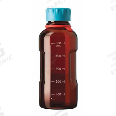 DURAN Media Bottle: 500 mL, Screw-On, GL45, 193 mm, Amber, Closure Included - Glass Lab Media Bottles