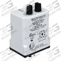 MACROMATIC Single Function Time Delay Relay: Socket Mounted, 24V AC/DC, 10 A, 8 Pins/Terminals (MPN TR-55128-10). Key specifications — Brand: MACROMATIC.