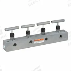 ENERPAC Manifold: 10,000 psi Max Pressure, Steel, 4.17 in Overall Ht, 11.96 in Overall Lg (MPN AM41). Key specifications — Body Material: Steel; Brand: ENERPAC; Port Connection Type: NPT.