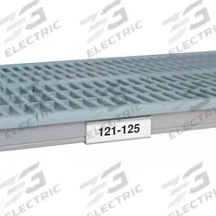 METRO Label Holder: Metro Super Erecta Pro, 35 1/4 in Overall Wd, 1 1/4 in Overall Ht, White (MPN 9989X5). Key specifications — Brand: METRO; Color: White; Compatible Brand and Series: Metro Super Erecta Pro.