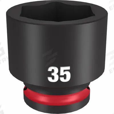 MILWAUKEE Standard Impact Socket: 1/2 in Drive Size, Metric, 35 mm Socket Size, 6-Point - 1/2" Drive Impact Sockets