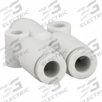 SMC Push-Fit Wye Fitting: 4 mm OD x 4 mm OD x 4 mm OD Size, Polybutylene Terephthalate, White (MPN KQ2U04-00A). Key specifications — Brand: SMC.