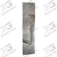 TRIMCO Door Pull Plate: 3 1/2 in Wd, 15 in Ht, Stainless Steel (MPN 1018-2.710CU). Key specifications — Color: Gray; Material: Copper Alloy; Operation Type: Hand Pull; Brand: TRIMCO.