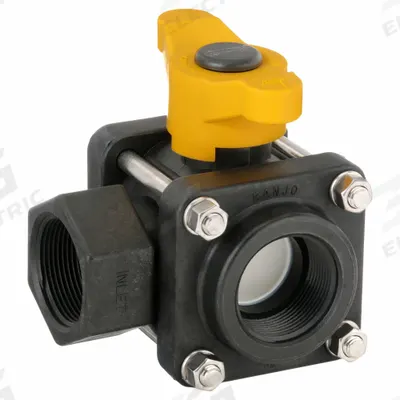 BANJO Manual Three-Way Ball Valve: 1 1/2 in, Polypropylene, L Flow, FNPT x FNPT x FNPT - L-Port Polypropylene Ball Valves